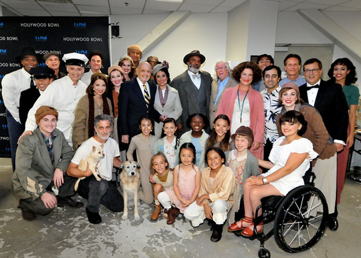Charles Strouse, Martin Charnin and Cast at 